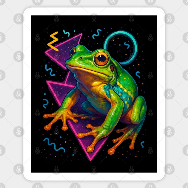 Retro Neon Golden Tree Frog Sticker by Reptiq's Store